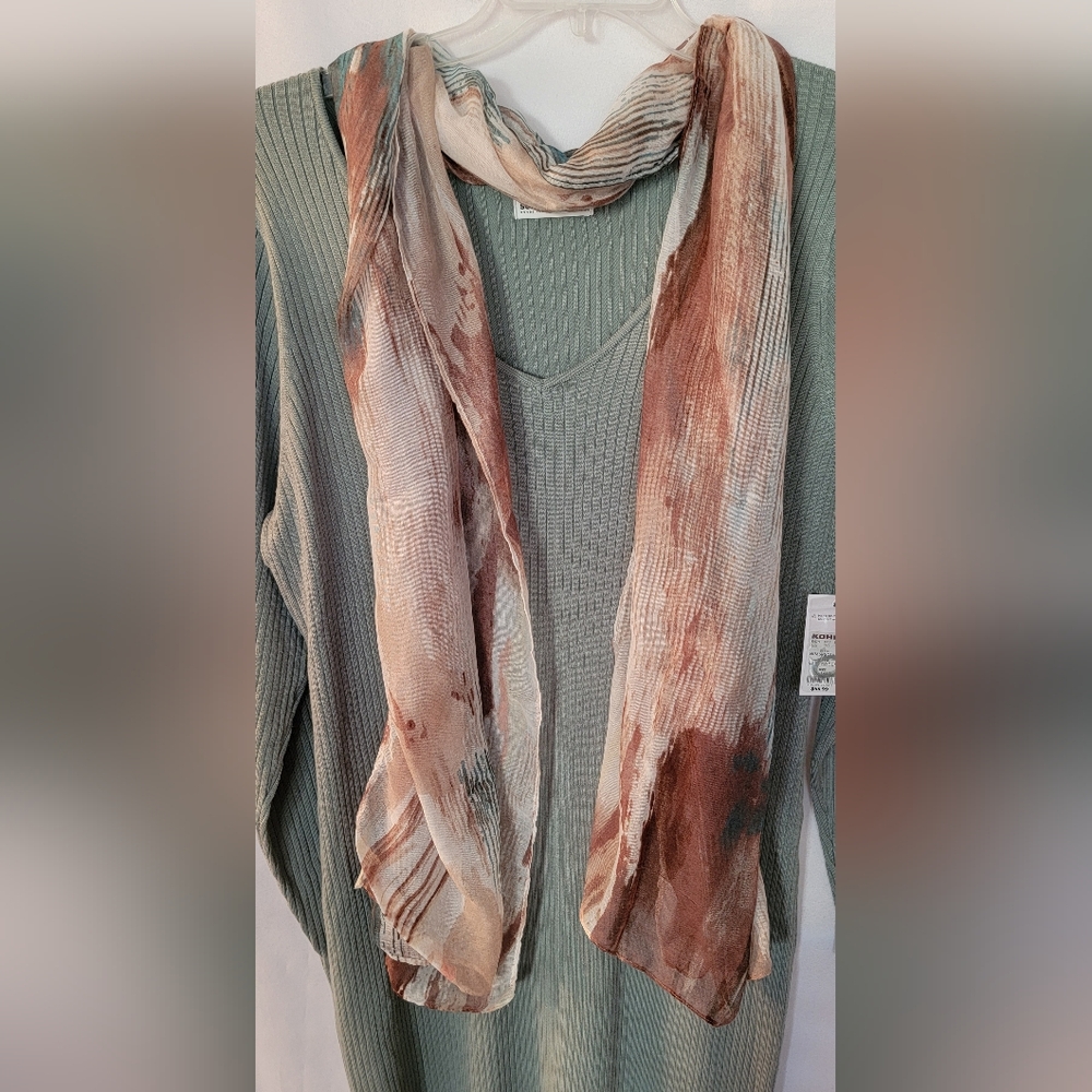 Long Turquoise and Brown Scarf